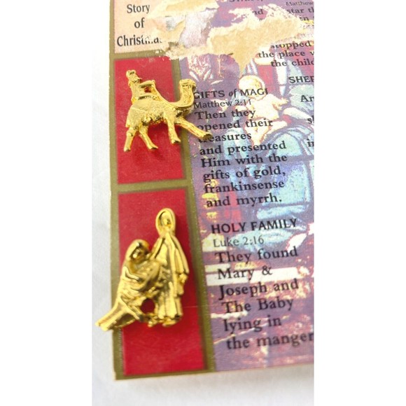 Vintage Gold Tone The Story of Christmas Pins - Picture 2 of 7